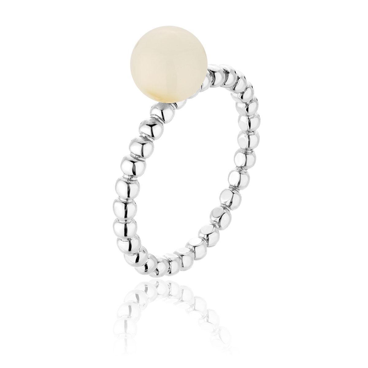 Pierścionek srebrny z mlecznym bursztynem Teardrop