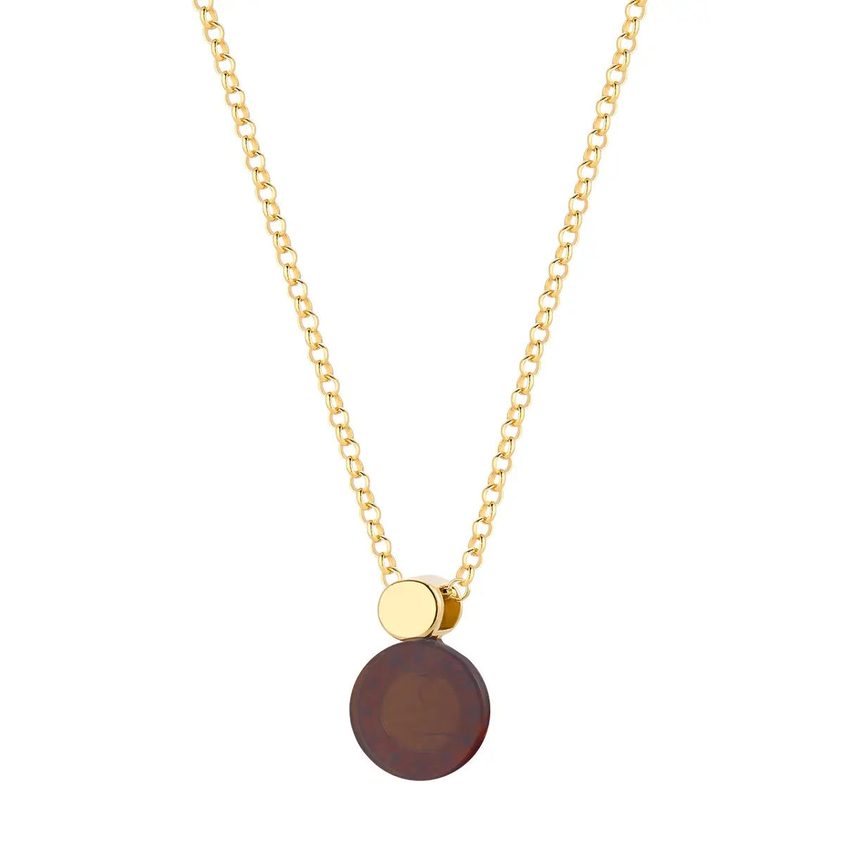 Naszyjnik srebrny pozłacany z wiśniowym bursztynem Simple Dot