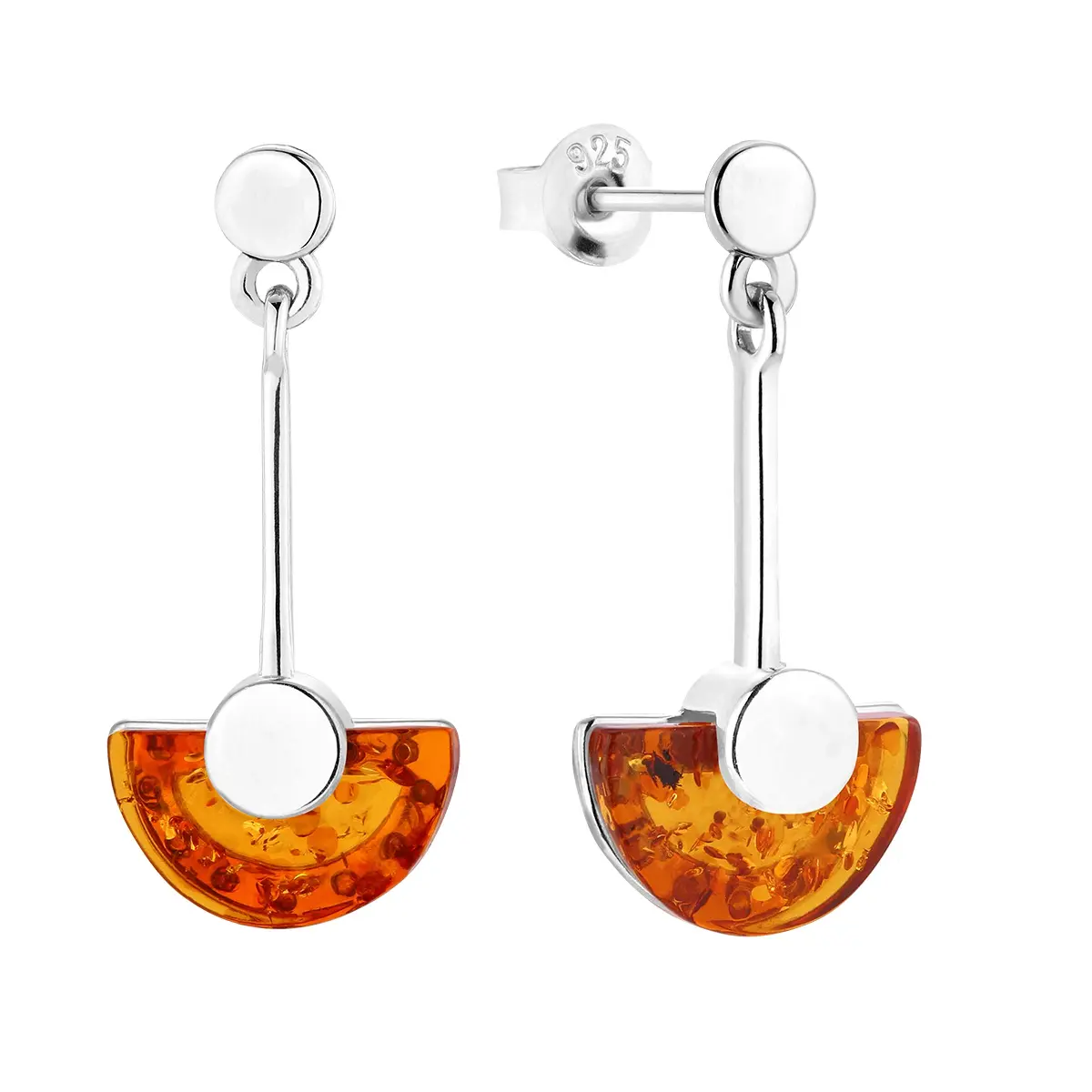 Kolczyki srebrne z koniakowym bursztynem Line-Haul