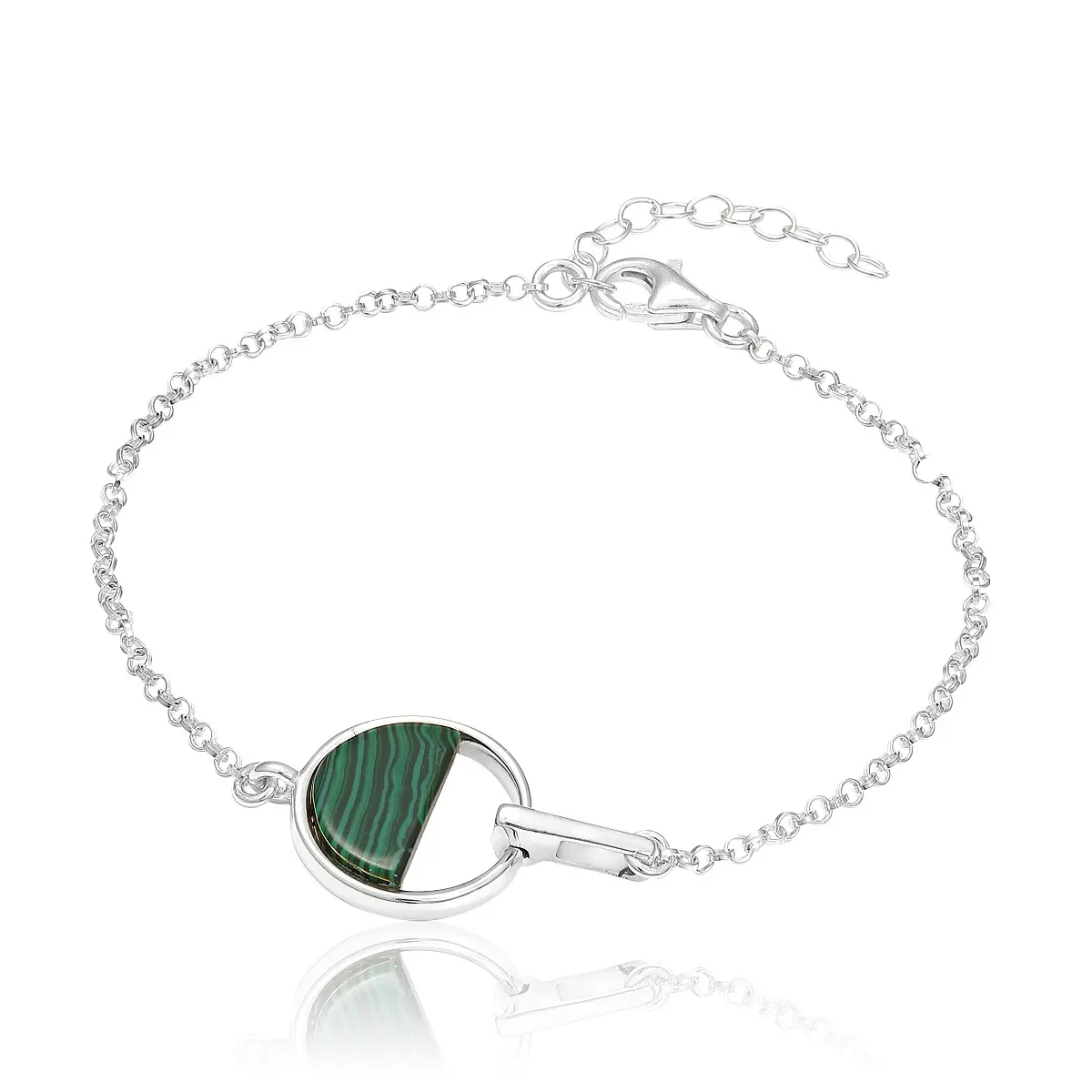 Bransoletka srebrna z malachitem Another