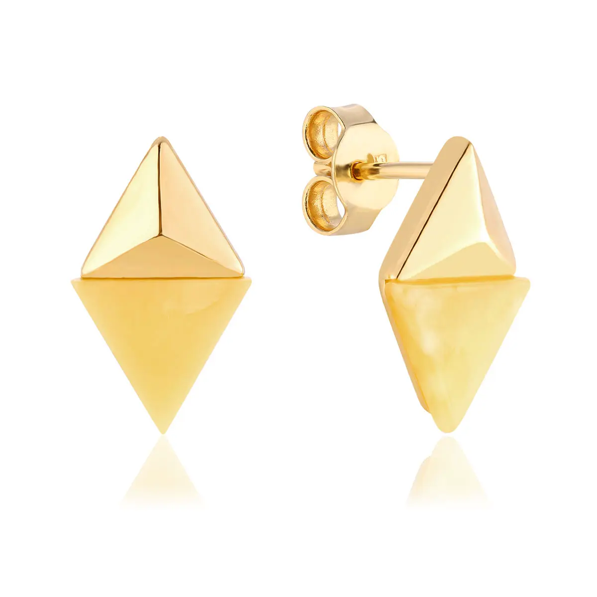 Kolczyki srebrne pozłacane z mlecznym bursztynem Twins