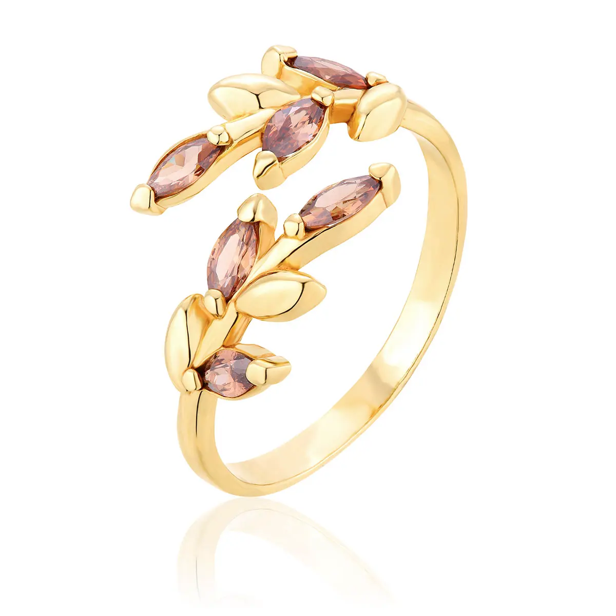 Pierścionek srebrny pozłacany z brązowymi cyrkoniami Linda